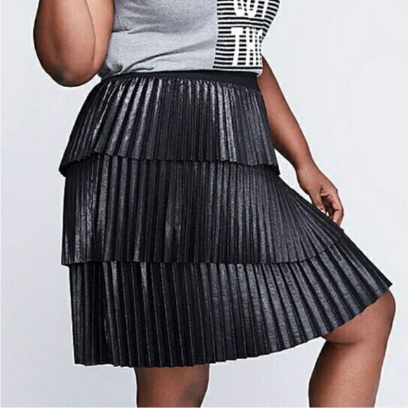 Lane Bryant Pleated Ruffled Black Skirt - Picture 1 of 5